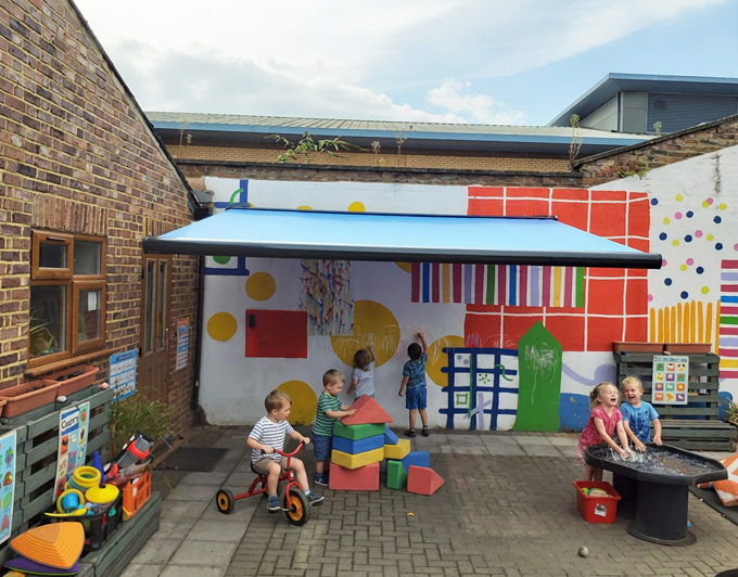 Colourful awnings