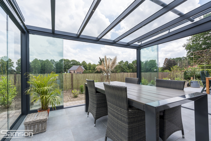 glassroom with sliding doors open